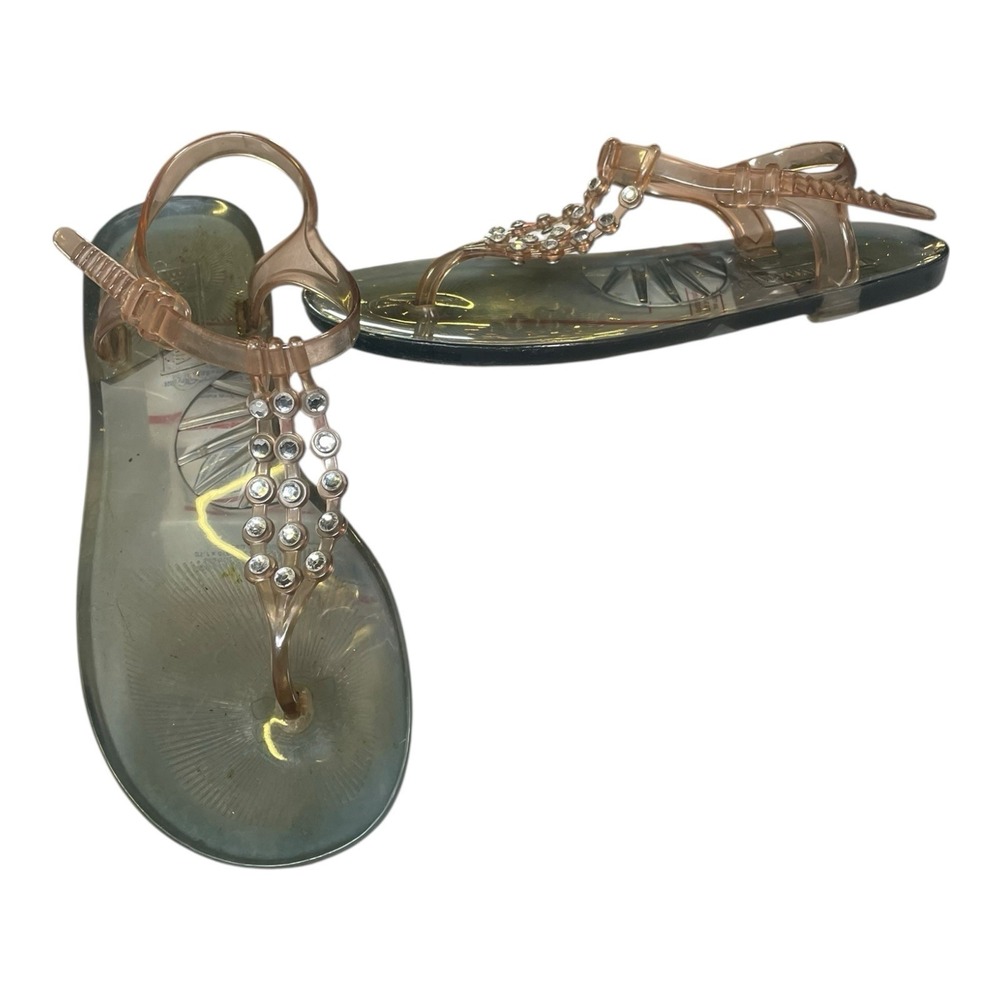 Women's BCBGMAXAZRIA Jelly Sandals With Gems Clear Grey US Size 7.5